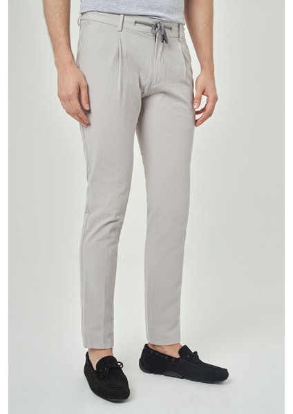 Erkek Beli Lastikli ve Ipli 4 Cep Pileli Spor Pantolon Gri PNS22Y22107_D55 fiyatları
