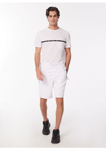 Bisiklet Yaka Baskılı Beyaz Erkek T-Shirt F4SM-TST 0941