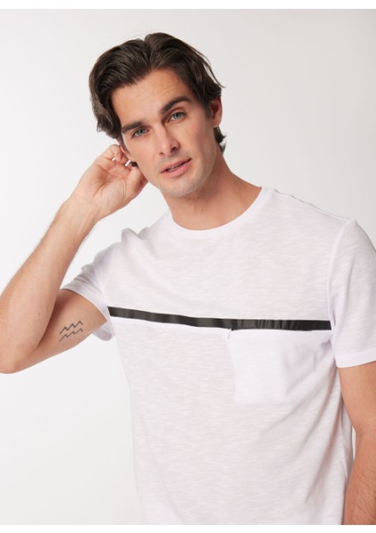 Bisiklet Yaka Baskılı Beyaz Erkek T-Shirt F4SM-TST 0941 fiyatları