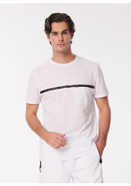 Bisiklet Yaka Baskılı Beyaz Erkek T-Shirt F4SM-TST 0941 modelleri