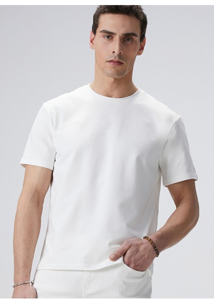 Bisiklet Yaka Ekru Erkek T-Shirt 1083747