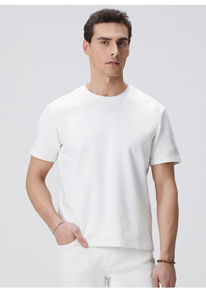 Bisiklet Yaka Ekru Erkek T-Shirt 1083747