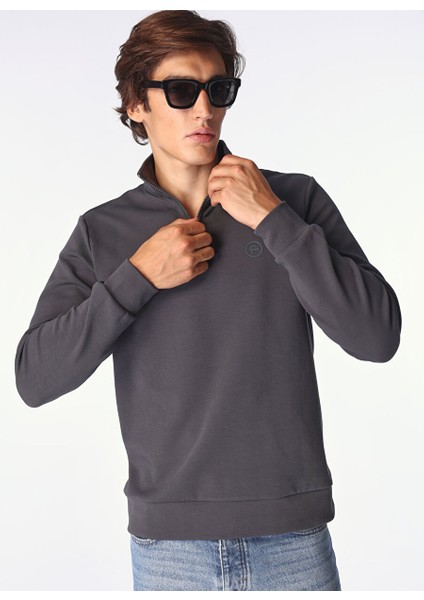Antrasit Erkek Bato Regular Fit Düz Sweatshirt FC4WM-SWT 2233