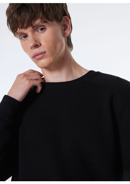 Siyah Erkek Bisiklet Relaxed Fitilli Sweatshirt M4WM-SWT-1808