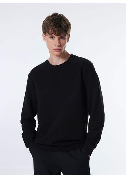 Siyah Erkek Bisiklet Relaxed Fitilli Sweatshirt M4WM-SWT-1808