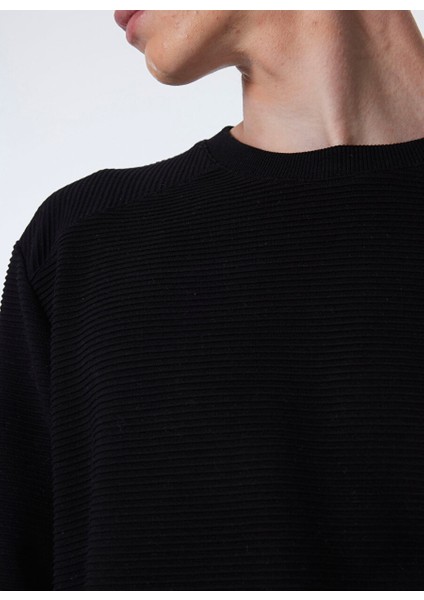 Siyah Erkek Bisiklet Relaxed Fitilli Sweatshirt M4WM-SWT-1808