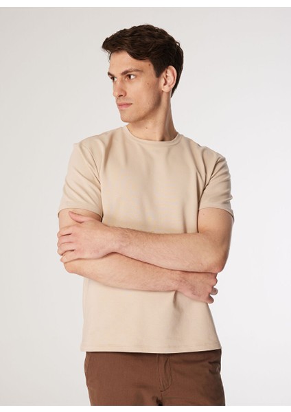 Bisiklet Yaka Bej Erkek T-Shirt 1083747