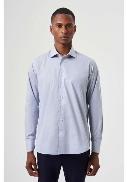 Erkek Regular Fit Klasik Gömlek Mavi GM23K232045_D35