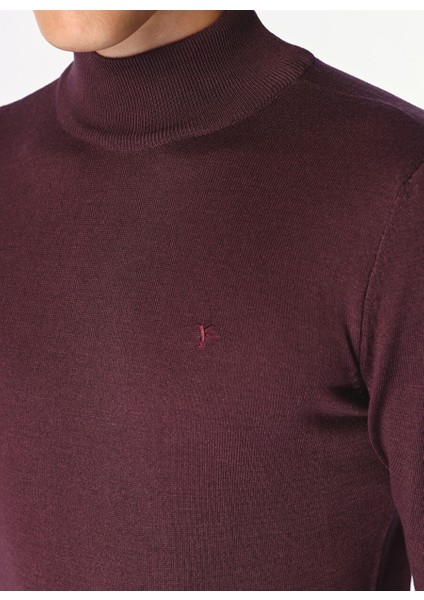 Bordo Melanj Erkek Yarım Balıkçı Yaka Basic Kazak F4WM-KZK 2841 fırsatları