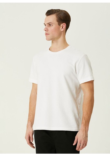 Bisiklet Yaka Beyaz Erkek T-Shirt 1090400 fırsatları