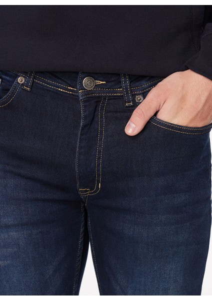 Lacivert Erkek Düz Paça Slim Fit Denim Pantolon Fmhoward fırsatları