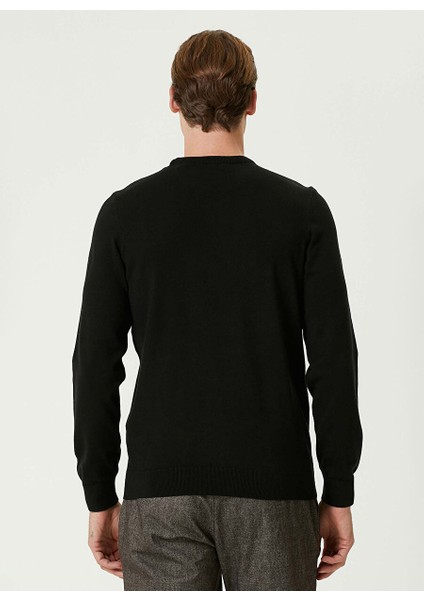 Siyah Erkek Balıkçı Slim Fit Düz Kazak 1091787