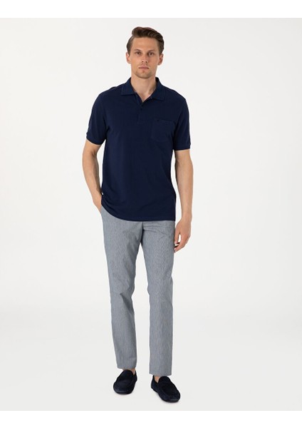 Lacivert Regular Fit %100 Pamuk Polo Yaka Basic Tişört