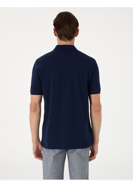 Lacivert Regular Fit %100 Pamuk Polo Yaka Basic Tişört