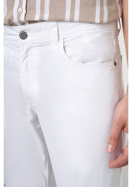 Erkek 5 Cep Spor Pantolon Beyaz PNS23Y23104_D01 fırsatları