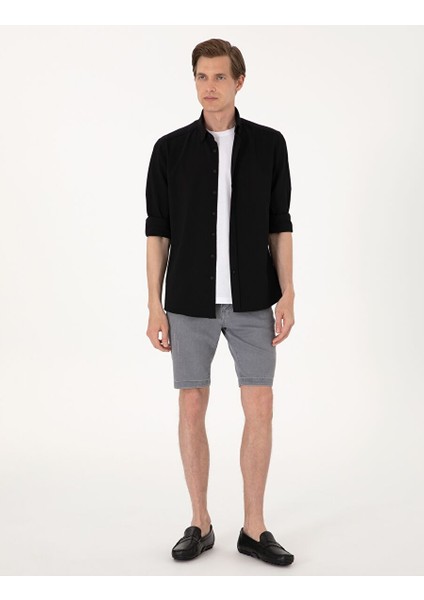 Siyah Slim Fit Uzun Kollu Gömlek