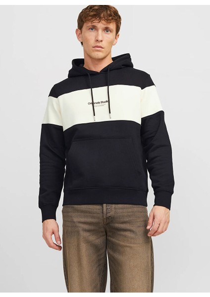 Siyah Erkek Kapüşon Rahat Baskılı Sweatshirt Jorvesterbro Block Sweat Hood Styd