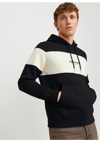Siyah Erkek Kapüşon Rahat Baskılı Sweatshirt Jorvesterbro Block Sweat Hood Styd fırsatları