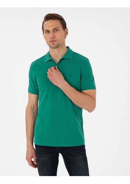 Yeşil Slim Fit Basic Tişört