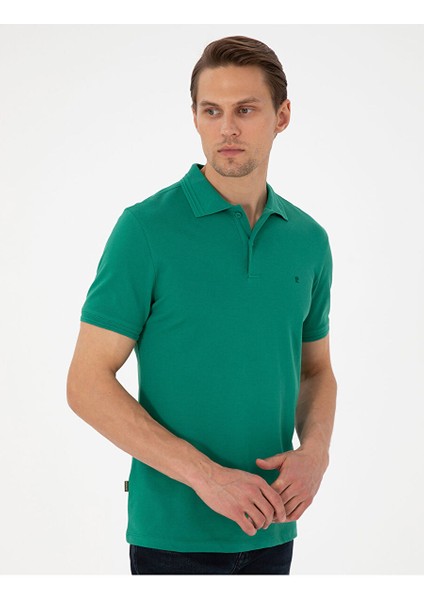 Yeşil Slim Fit Basic Tişört