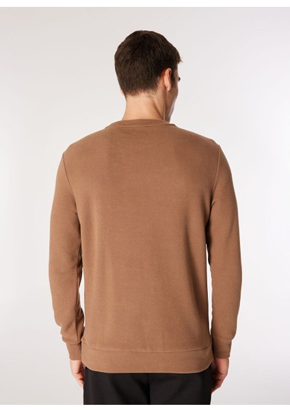 Açık Kahve Erkek Bisiklet Relaxed Nakışlı Sweatshirt D4WM-SWT3332