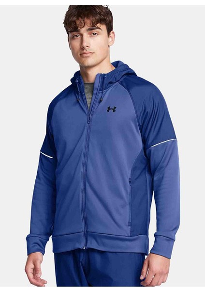 1373781-432 Ua Af Storm Fz Hoodie Mavi Fermuarlı Yaka Normal Kalıp Erkek Zip Ceket