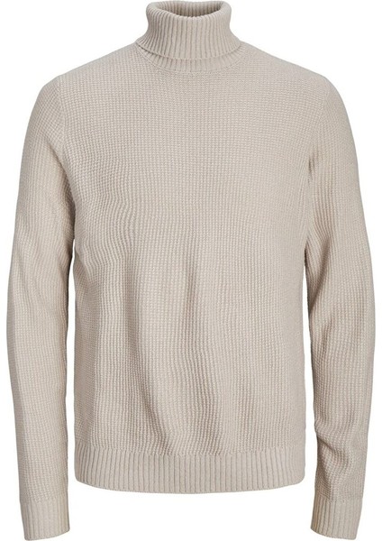 Dik Yaka Standart Krem Erkek Kazak 12243119_JORKYLE Knıt Roll Neck