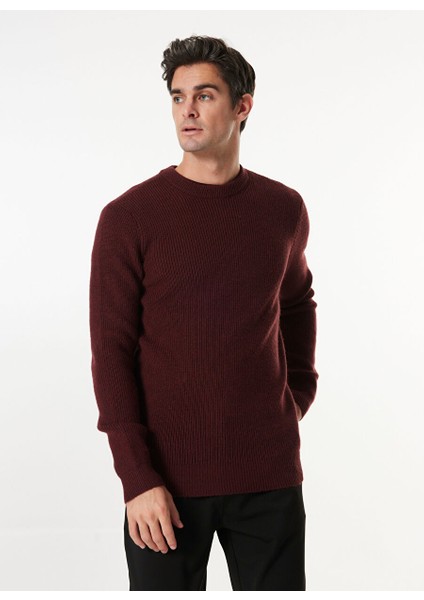Erkek Bordo Bisiklet Yaka Regular Fit Kazak FC4WM-KZK 2599 modelleri