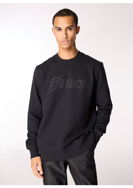 2031E192-002 Asıcs Sweatshırt Yuvarlak Yaka Normal Kalıp Baskılı Erkek Sweatshirt