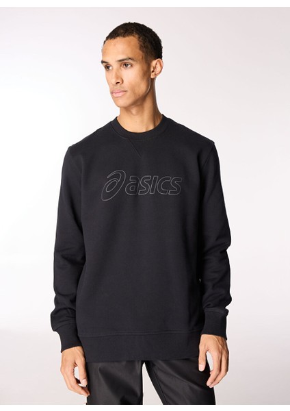 2031E192-002 Asıcs Sweatshırt Yuvarlak Yaka Normal Kalıp Baskılı Erkek Sweatshirt