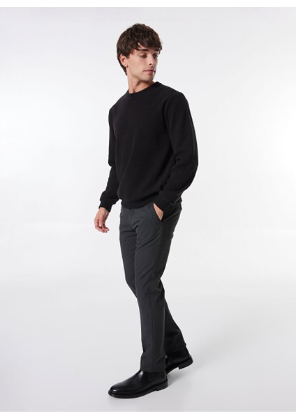 Siyah Erkek Bisiklet Basic Düz Sweatshirt MML4WM-SWT9518