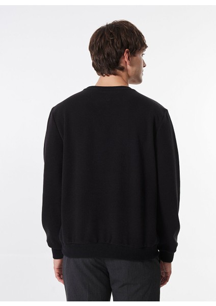 Siyah Erkek Bisiklet Basic Düz Sweatshirt MML4WM-SWT9518