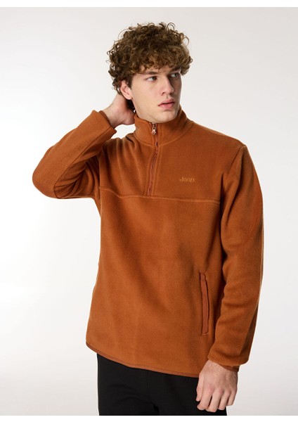 Kiremit Erkek Dik Relaxed Düz Polar Sweatshırt C4WM-SWT4201