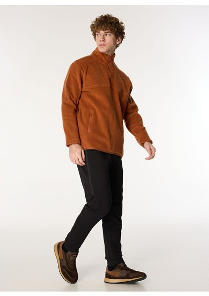 Kiremit Erkek Dik Relaxed Düz Polar Sweatshırt C4WM-SWT4201