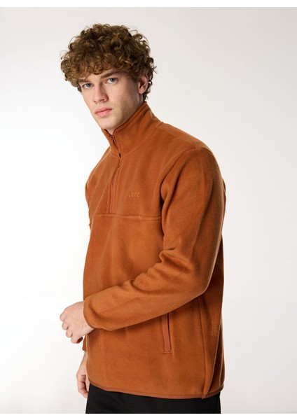 Kiremit Erkek Dik Relaxed Düz Polar Sweatshırt C4WM-SWT4201