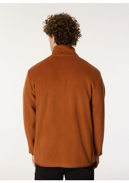 Kiremit Erkek Dik Relaxed Düz Polar Sweatshırt C4WM-SWT4201