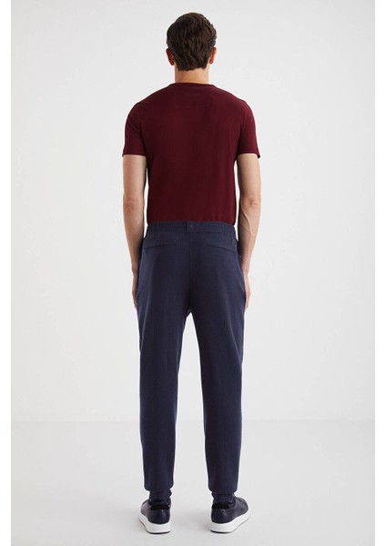 Lacivert Merino Yün Activewear Triko Pantolon