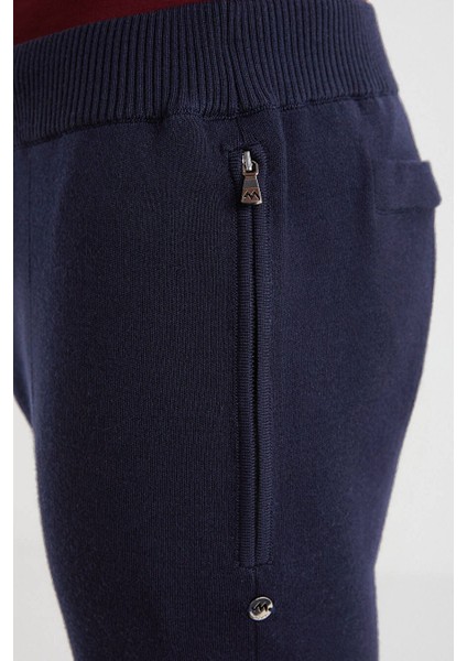 Lacivert Merino Yün Activewear Triko Pantolon