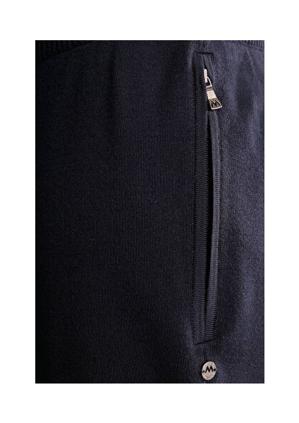 Lacivert Merino Yün Activewear Triko Pantolon