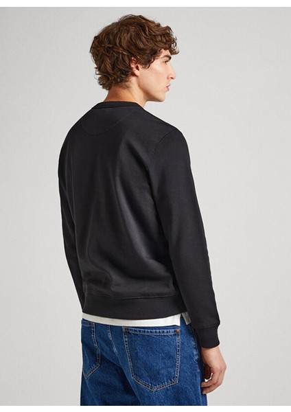 Siyah Erkek Bisiklet Slim Fit Baskılı Sweatshirt PM582557 999 Randall modelleri
