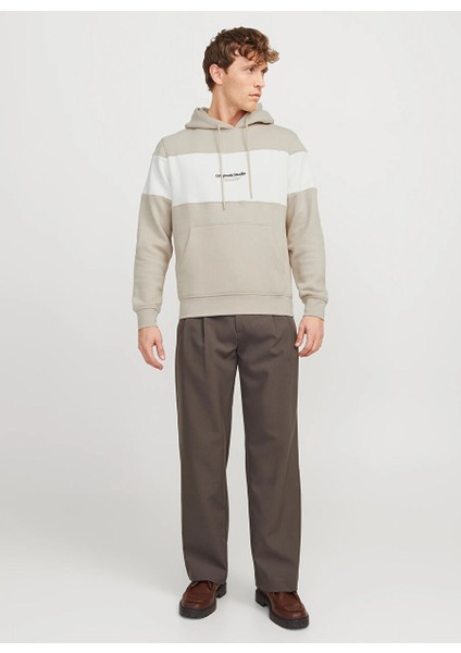 Bej Erkek Kapüşon Rahat Baskılı Sweatshirt Jorvesterbro Block Sweat Hood Styd fiyatları