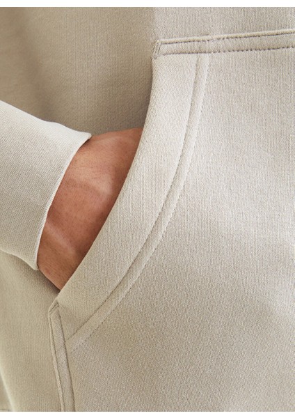 Bej Erkek Kapüşon Rahat Baskılı Sweatshirt Jorvesterbro Block Sweat Hood Styd modelleri