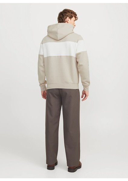 Bej Erkek Kapüşon Rahat Baskılı Sweatshirt Jorvesterbro Block Sweat Hood Styd indirimleri