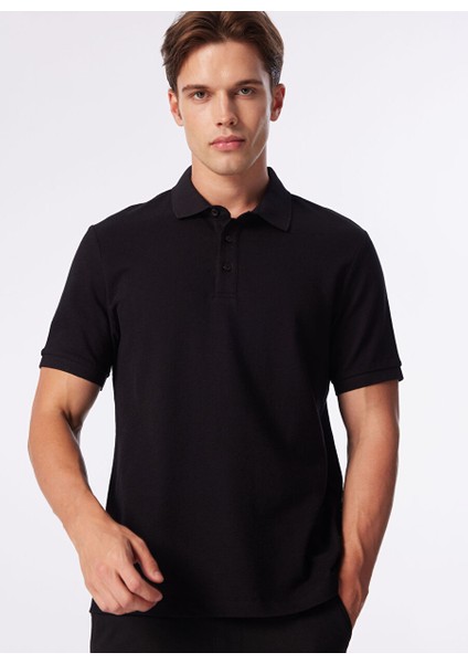 Siyah Erkek Slim Fit Polo T-Shirt 1090399