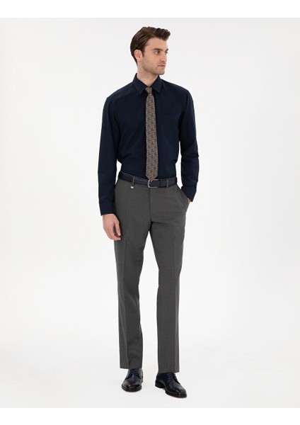 Lacivert Regular Fit Uzun Kollu Basic Gömlek