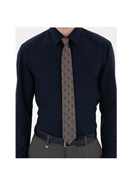 Lacivert Regular Fit Uzun Kollu Basic Gömlek
