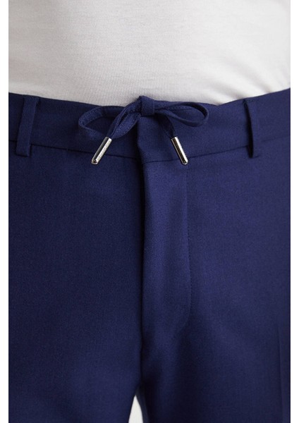Beli Lastikli Yün Lacivert Jogger Pantolon