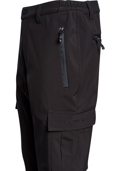 Barunas Erkek Ince Softshell Kargo Pantolon Siyah