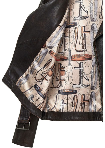 Lugano Kadın Kahverengi Vintage Biker Deri Ceket 24WGD5278VD