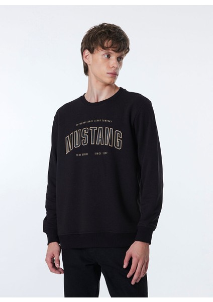 Siyah Erkek Bisiklet Basic Baskılı Sweatshirt M4WM-SWT-1981